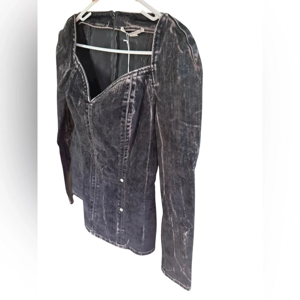 Stella McCartney flocked velvet denim blouse, NWT size 40